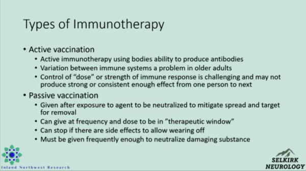 Slide about immunotherapy via vaccination